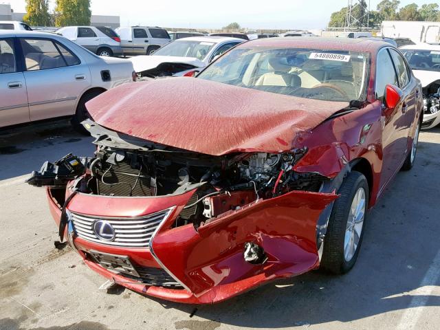 JTHBW1GG9E2058747 - 2014 LEXUS ES 300H RED photo 2