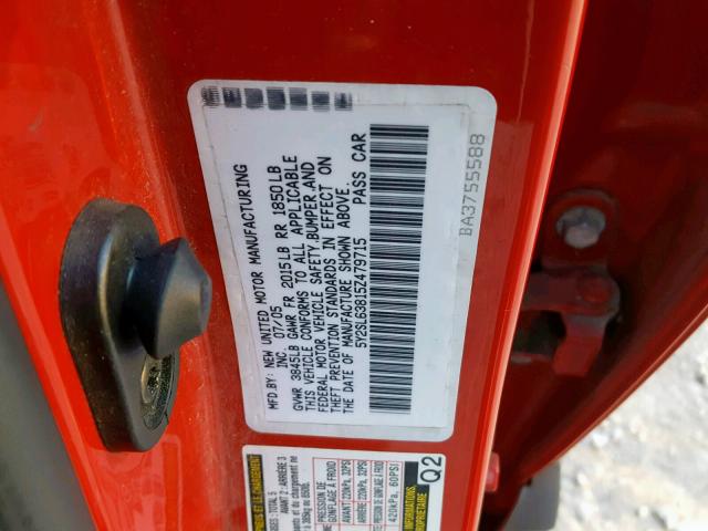 5Y2SL63815Z479715 - 2005 PONTIAC VIBE RED photo 10