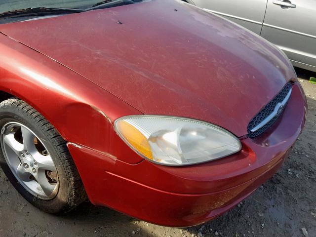 1FAFP55U21A127641 - 2001 FORD TAURUS SES RED photo 9