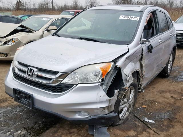 JHLRE4H70AC012296 - 2010 HONDA CR-V EXL SILVER photo 2