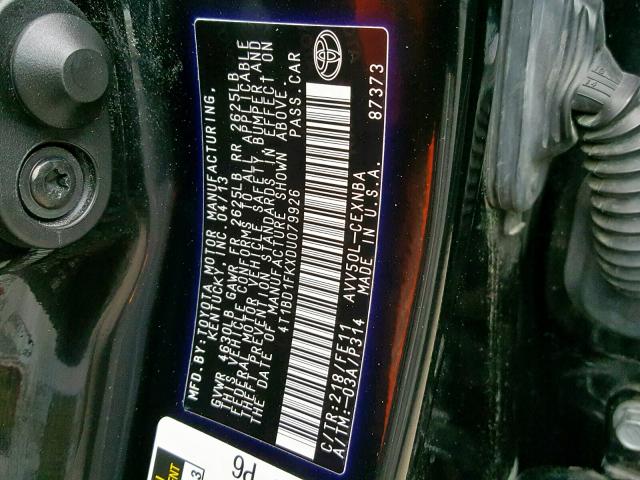 4T1BD1FKXDU079926 - 2013 TOYOTA CAMRY HYBR 黑色 照片 10