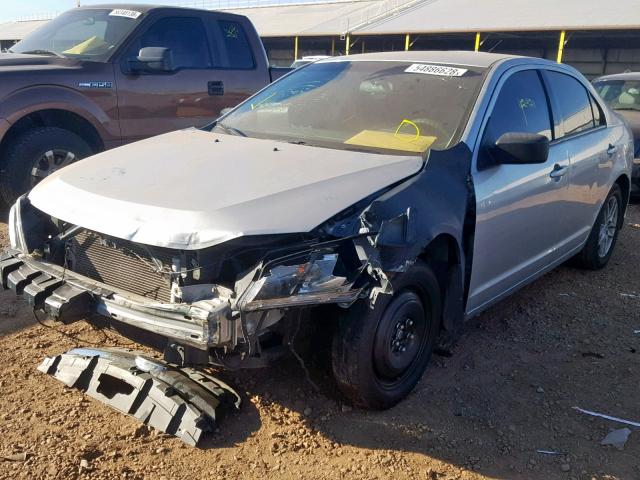 3FAHP0GA6CR345234 - 2012 FORD FUSION S SILVER photo 2