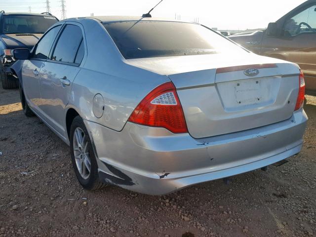 3FAHP0GA6CR345234 - 2012 FORD FUSION S SILVER photo 3