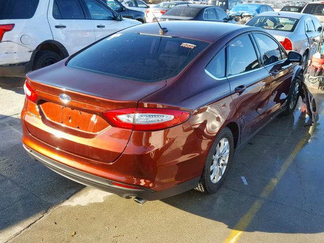 3FA6P0G78FR274960 - 2015 FORD FUSION S BURGUNDY photo 4