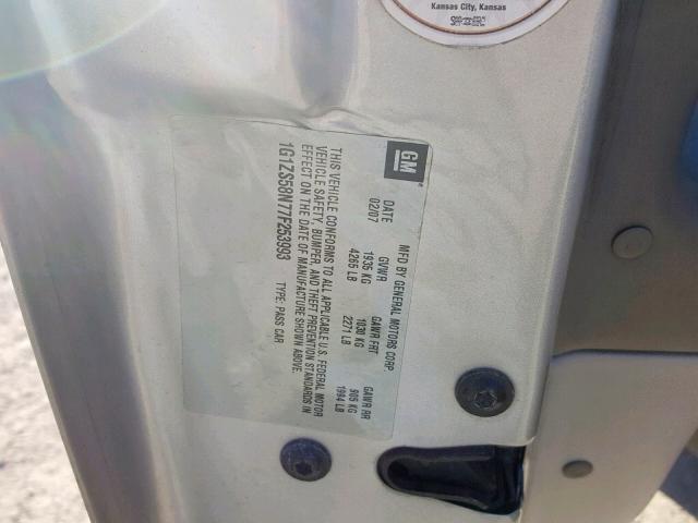 1G1ZS58N77F253993 - 2007 CHEVROLET MALIBU LS 银色 照片 10