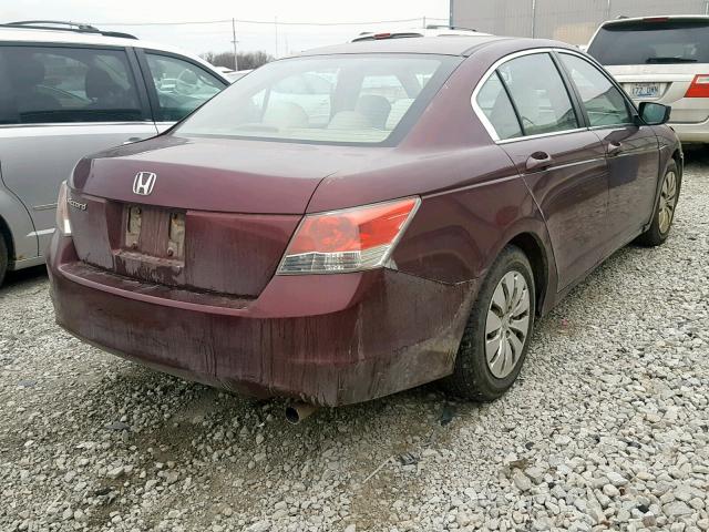 1HGCP26398A054216 - 2008 HONDA ACCORD BURGUNDY photo 4