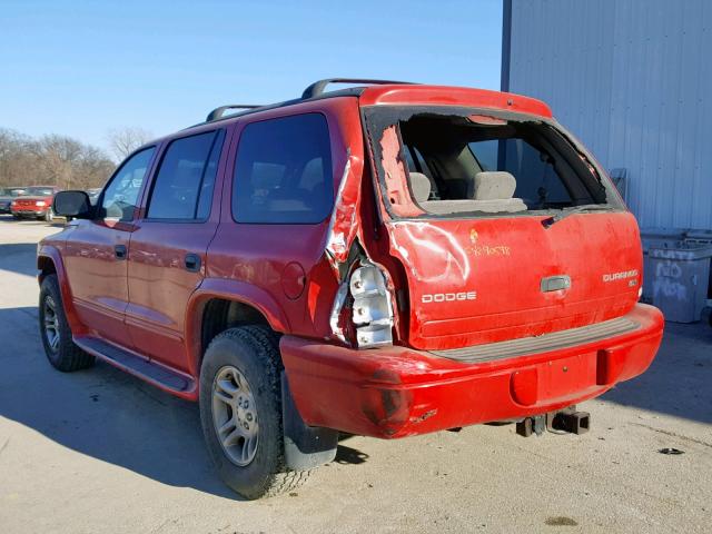 1D4HS48N13F605766 - 2003 DODGE DURANGO SL RED photo 3