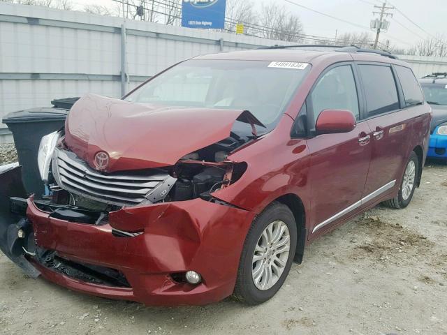 5TDYK3DCXGS747759 - 2016 TOYOTA SIENNA XLE RED photo 2