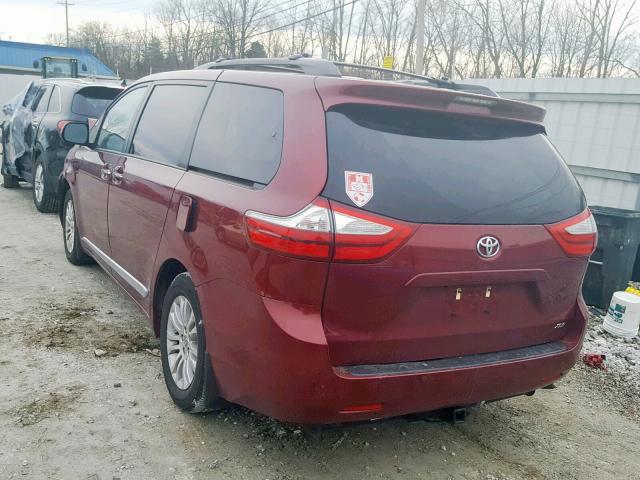 5TDYK3DCXGS747759 - 2016 TOYOTA SIENNA XLE RED photo 3