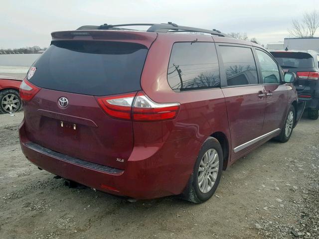 5TDYK3DCXGS747759 - 2016 TOYOTA SIENNA XLE RED photo 4