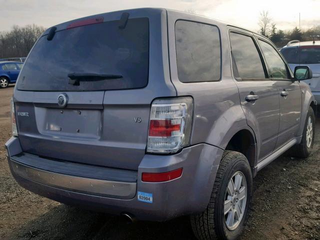 4M2CU81118KJ18351 - 2008 MERCURY MARINER GRAY photo 4