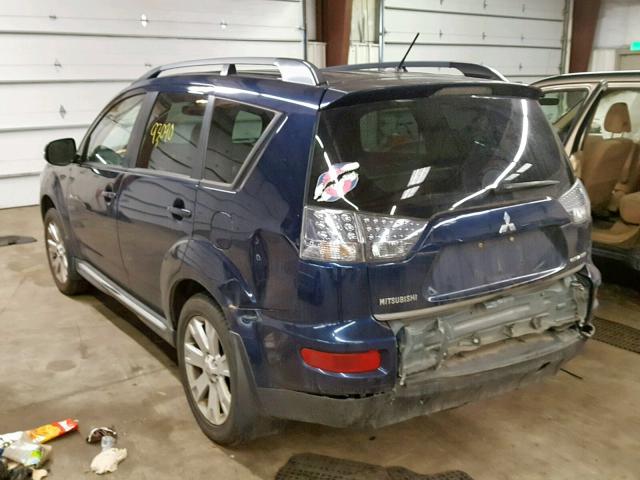 JA4JT3AWXBU034601 - 2011 MITSUBISHI OUTLANDER BLUE photo 3