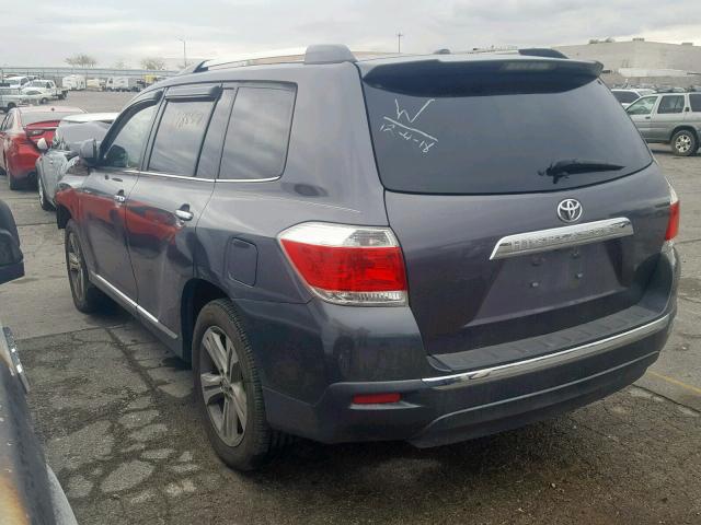 5TDYK3EH3CS087326 - 2012 TOYOTA HIGHLANDER GRAY photo 3