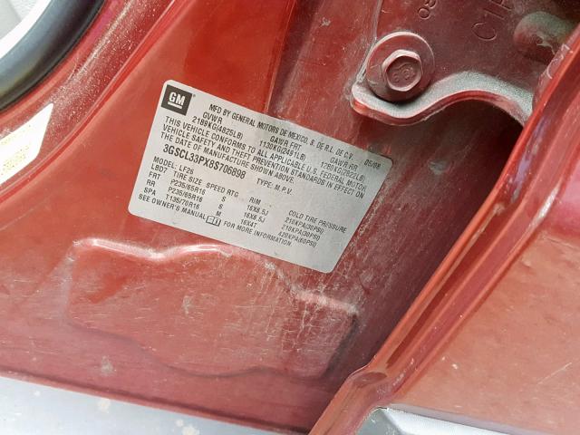 3GSCL33PX8S706898 - 2008 SATURN VUE XE RED photo 10