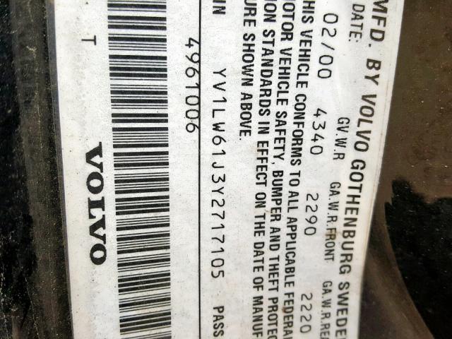 YV1LW61J3Y2717105 - 2000 VOLVO V70 BASE BLACK photo 10