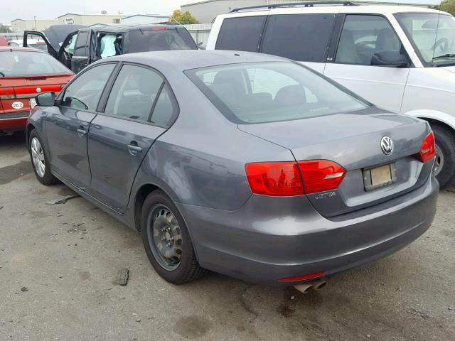 3VW2K7AJ1BM357736 - 2011 VOLKSWAGEN JETTA BASE Մոխրագույն լուսանկար 3