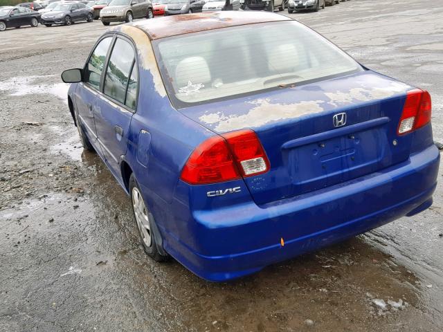 2HGES16314H631026 - 2004 HONDA CIVIC DX V BLUE photo 3