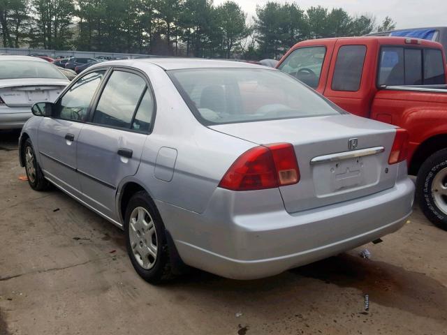 1HGES16291L016388 - 2001 HONDA CIVIC DX SILVER photo 3