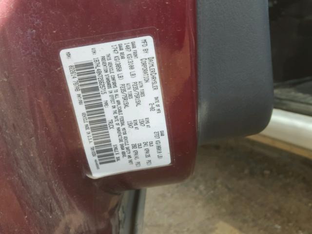 1B7HL48N72S625715 - 2002 DODGE DAKOTA QUA RED photo 10