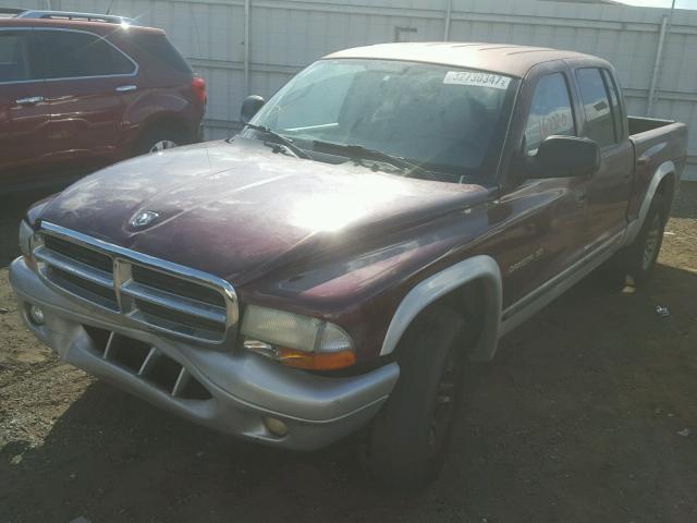 1B7HL48N72S625715 - 2002 DODGE DAKOTA QUA RED photo 2