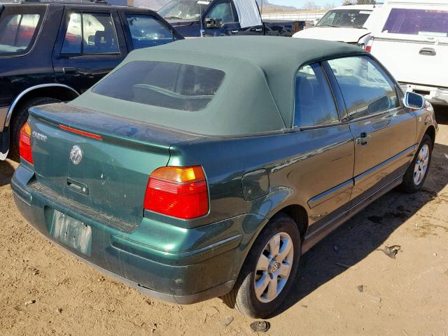 3VWDC21V11M814829 - 2001 VOLKSWAGEN CABRIO GLX GREEN photo 4