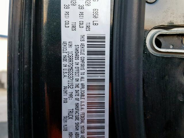 1C6RR7GM6GS371152 - 2016 RAM 1500 SLT BLACK photo 10