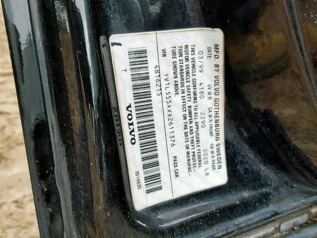 YV1LS55AXX2611376 - 1999 VOLVO S70 BLACK photo 10