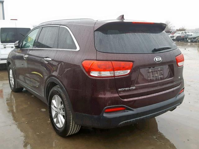 5XYPG4A51GG003912 - 2016 KIA SORENTO LX BURGUNDY photo 3