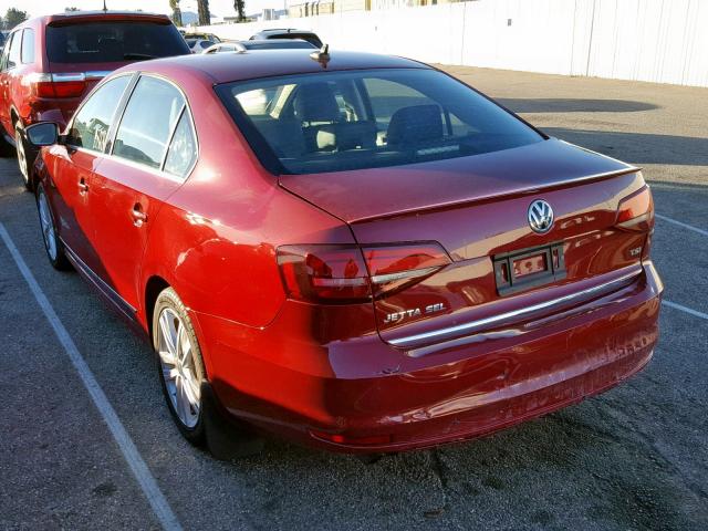 3VWL17AJ1HM240111 - 2017 VOLKSWAGEN JETTA SEL RED photo 3