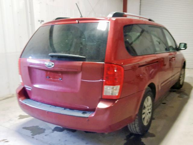 KNDMG4C73C6428479 - 2012 KIA SEDONA LX RED photo 4