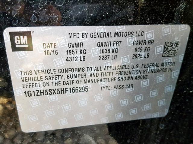 1G1ZH5SX5HF166295 - 2017 CHEVROLET MALIBU PRE BLACK photo 10