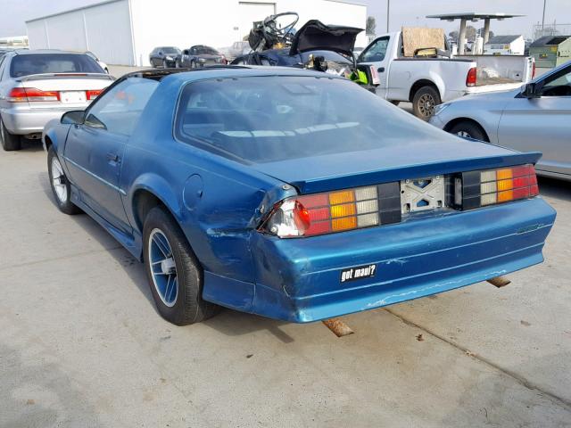 1G1FP23T8ML136610 - 1991 CHEVROLET CAMARO RS BLUE photo 3