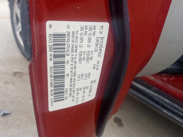 2A8GM48L47R145138 - 2007 CHRYSLER PACIFICA RED photo 10