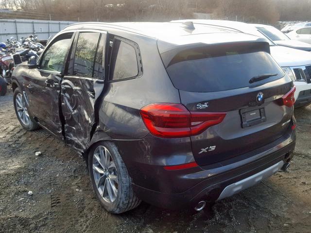 5UXTR7C57KLA48309 - 2019 BMW X3 SDRIVE3 GRAY photo 3