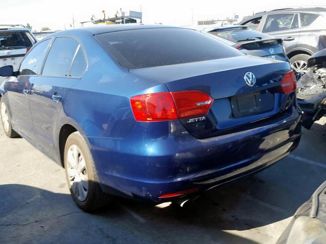 3VW2K7AJ1CM395646 - 2012 VOLKSWAGEN JETTA BASE Կապույտ լուսանկար 3