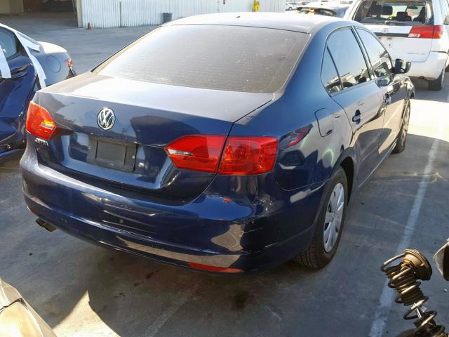3VW2K7AJ1CM395646 - 2012 VOLKSWAGEN JETTA BASE Կապույտ լուսանկար 4