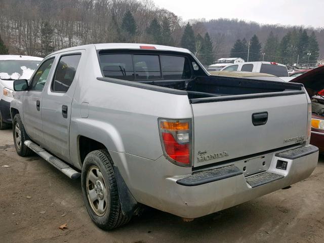 2HJYK16247H535006 - 2007 HONDA RIDGELINE SILVER photo 3