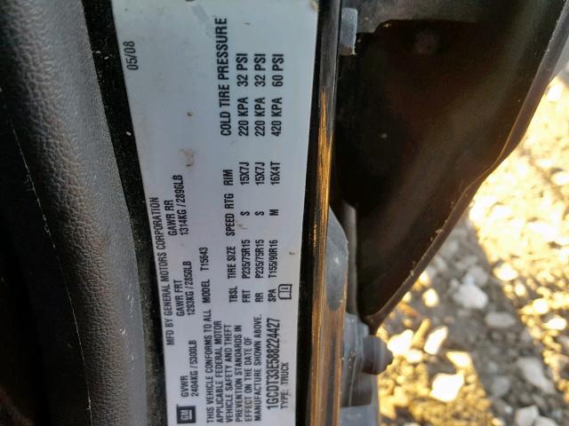 1GCDT33E588224427 - 2008 CHEVROLET COLORADO L BLACK photo 10