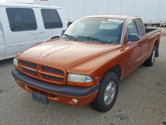 1B7GL22XXYS638820 - 2000 DODGE DAKOTA ORANGE photo 2