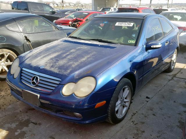 WDBRN47J82A211795 - 2002 MERCEDES-BENZ C 230K SPO BLUE photo 2