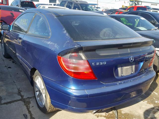 WDBRN47J82A211795 - 2002 MERCEDES-BENZ C 230K SPO BLUE photo 3