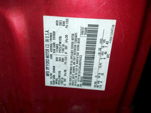 1FTYR10V3XUB09453 - 1999 FORD RANGER RED photo 10