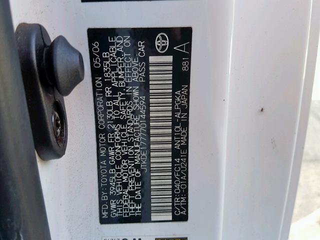 JTKDE177770144594 - 2007 TOYOTA SCION TC Ağ foto 10