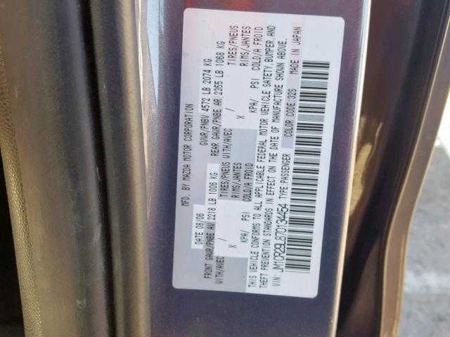 JM1CR29L870134454 - 2007 MAZDA 5 GRAY photo 10