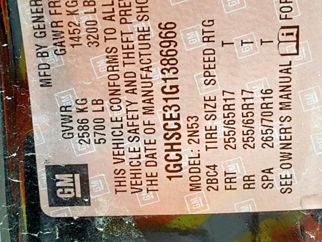 1GCHSCE31G1386966 - 2016 CHEVROLET COLORADO L BLACK photo 10