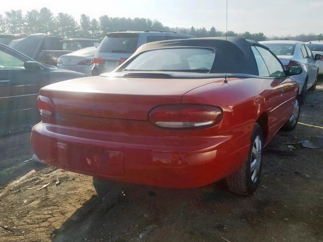 3C3EL45X4VT601095 - 1997 CHRYSLER SEBRING JX RED photo 4