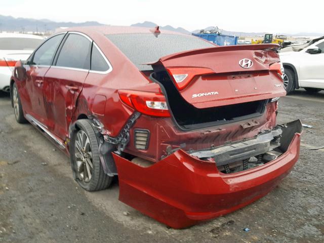 5NPE34AF6FH040814 - 2015 HYUNDAI SONATA SPO RED photo 3