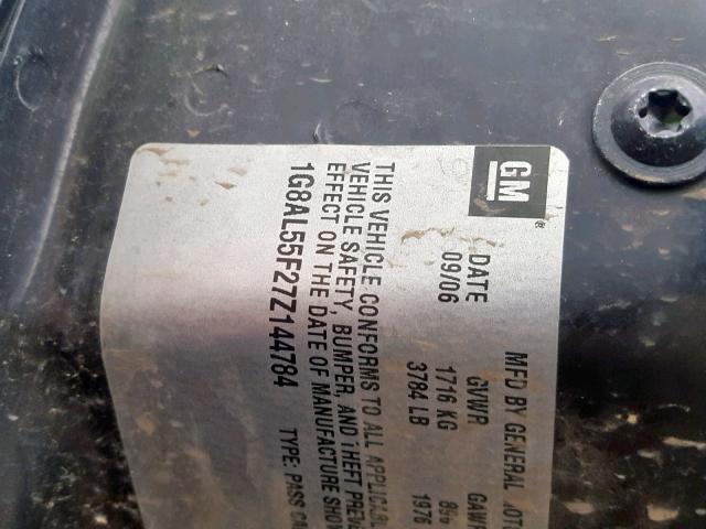 1G8AL55F27Z144784 - 2007 SATURN ION LEVEL GRAY photo 10