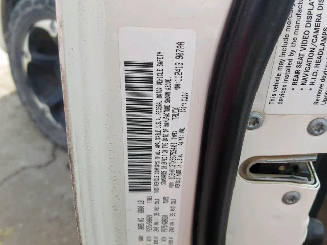 1D3HV13TX9S753401 - 2009 DODGE RAM 1500 WHITE photo 10