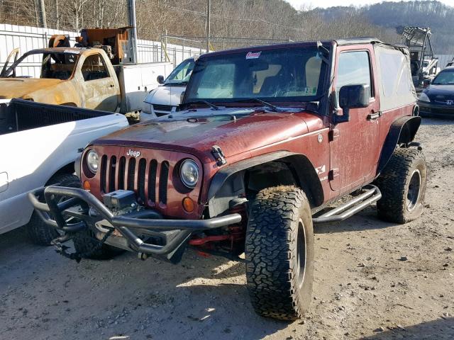 1J4FA24159L728134 - 2009 JEEP WRANGLER X BURGUNDY photo 2